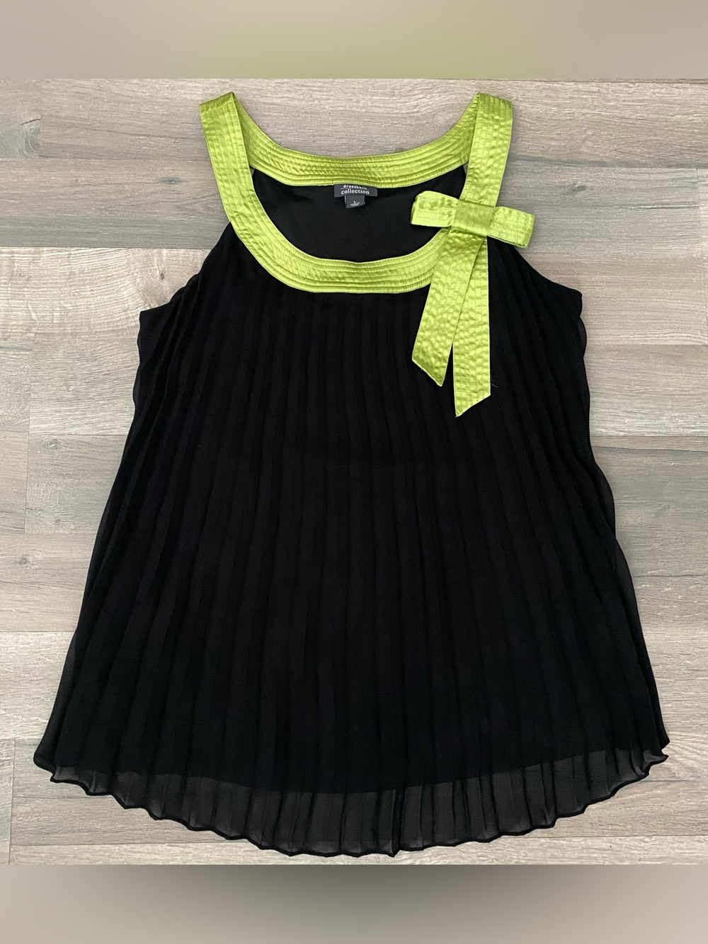 Vintage DressBarn Black Pleated Chiffon Halter Top Satin Bow Y2K